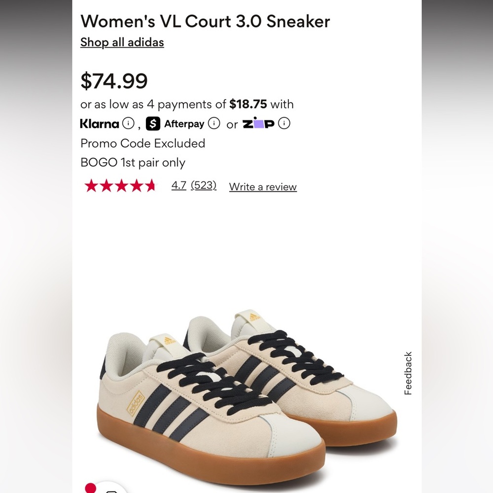 Adidas women’s VL Court 3.0 Sneaker